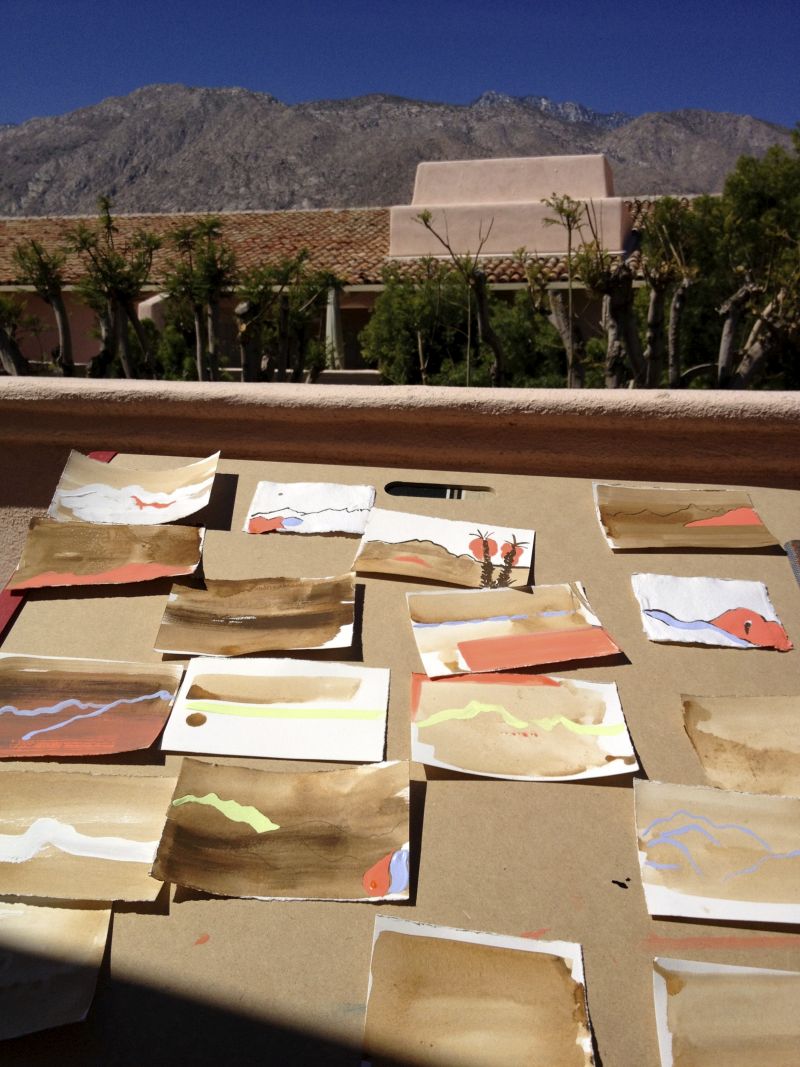 Painting out on the deck in the desert. Palm Springs. 2012