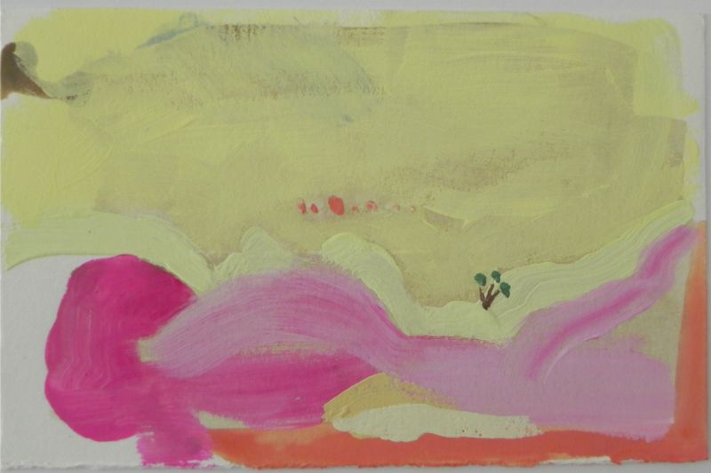 The Desert of Palm Springs, gouache on handmade paper, 6X6 framed and unframed