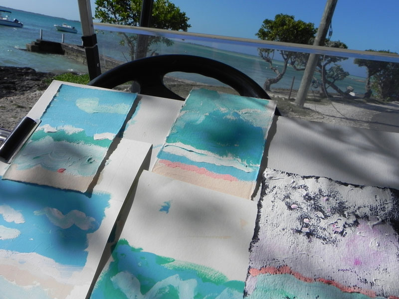 Painting on the steering wheel of my golf cart, while on Harbour Island in the Bahamas for the month of January, 2011